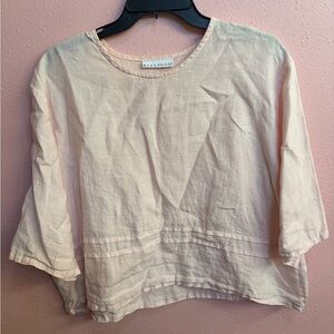 Bryn Walker Pink Linen Blouse 3/4 Sleeve Size Medium